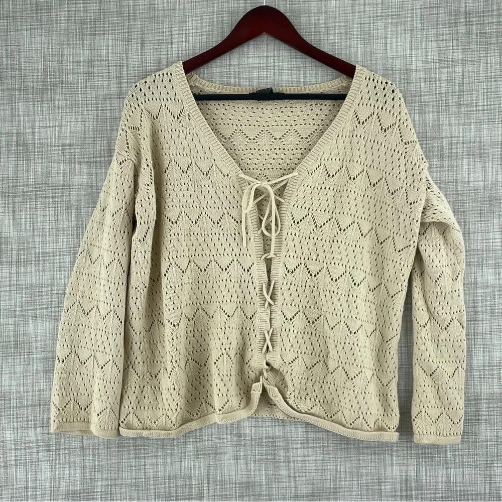 Mark Shale Womens Size S long sleeve Front lace loose knit sweater 1691 - Picture 1 of 7